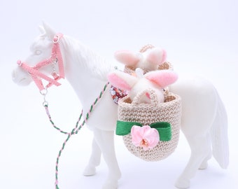 Handmade Easter Tack with Plush Bunnies (without horse) for Schleich sized Model Horses Pferde Chevaux Paard Caballo Cavallo