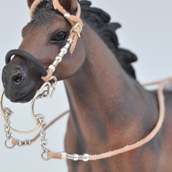 Handmade Western Bridle/Headstall with Hackamore for Schleich and other similar-sized Model Horses Pferde Chevaux Paard Caballo Cavallo