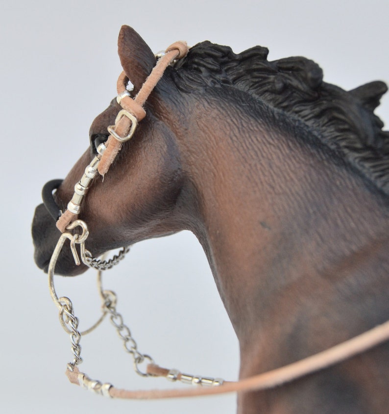 Handmade Western Bridle/Headstall with Hackamore for Schleich and other similar-sized Model Horses Pferde Chevaux Paard Caballo Cavallo image 2