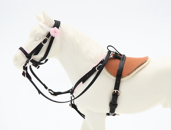 Ensemble Harnais Pour Cheval Miniature – Coussinets De Selle Et Col De Poitrine En Polaire Rouge, Amish