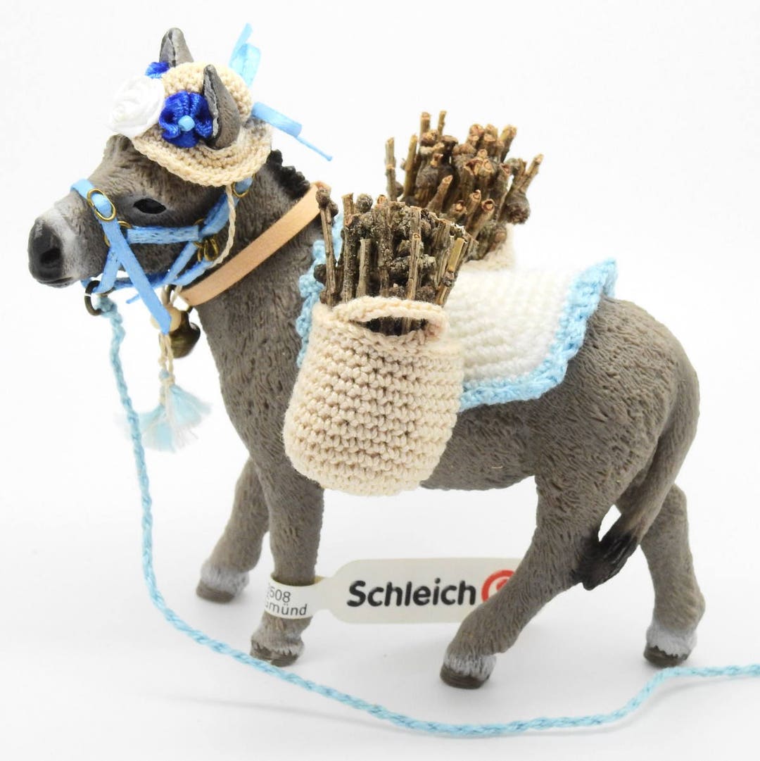 Miniature Pack Set for Schleich Donkeys or Ponies With Ribbon Halter