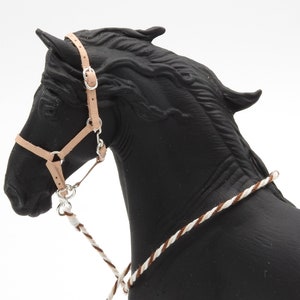 Handmade Leather Halter with Lead Rope for Schleich Model Horses (Horse Not Included)