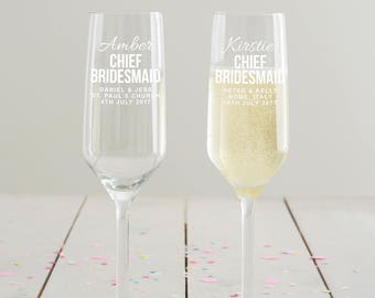 Personalised Chief Bridesmaid Champagne Flute