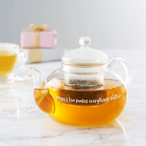 Personalised Glass Teapot For Mum