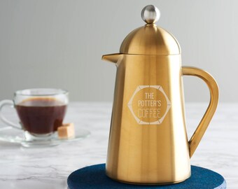 Personalised Faceted Gold Coffee Pot