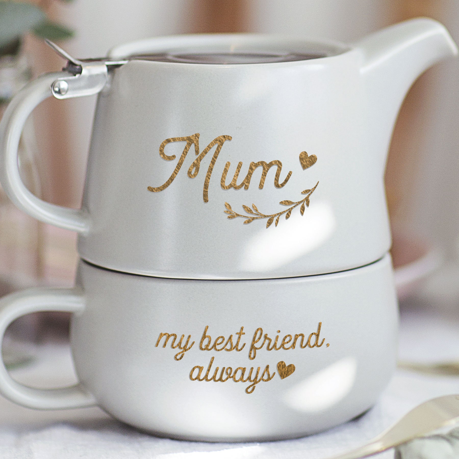 Personalised Teapot And Cup Set For Mum Mother's Day Gift Etsy