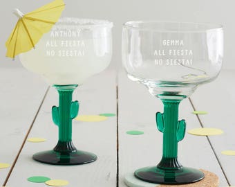 Personalised ‘All Fiesta’ Cactus Margarita Glass