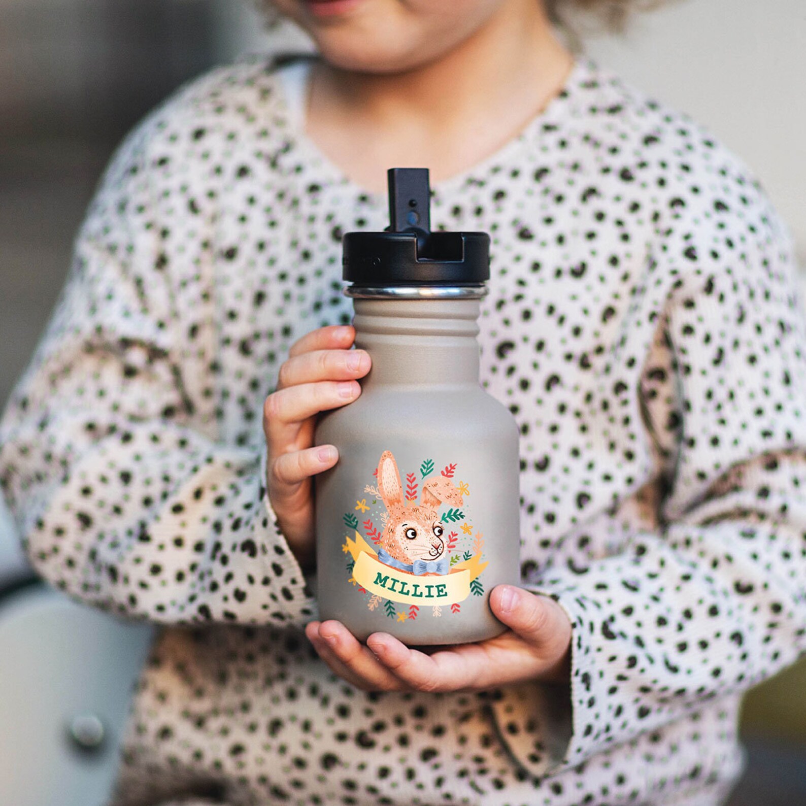 Personalised Animal Illustration Reusable Water Bottle for Etsy