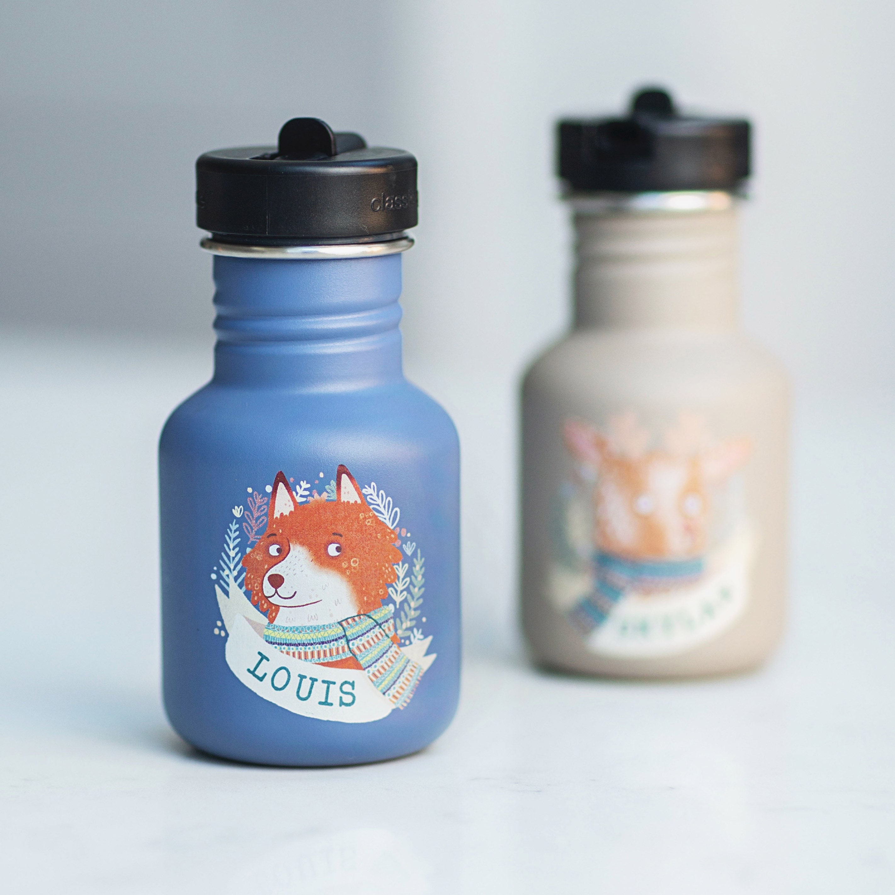 Personalised Animal Illustration Reusable Water Bottle for 