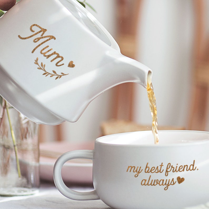 Personalised Teapot And Cup Set For Mum Mother's Day Gift Etsy