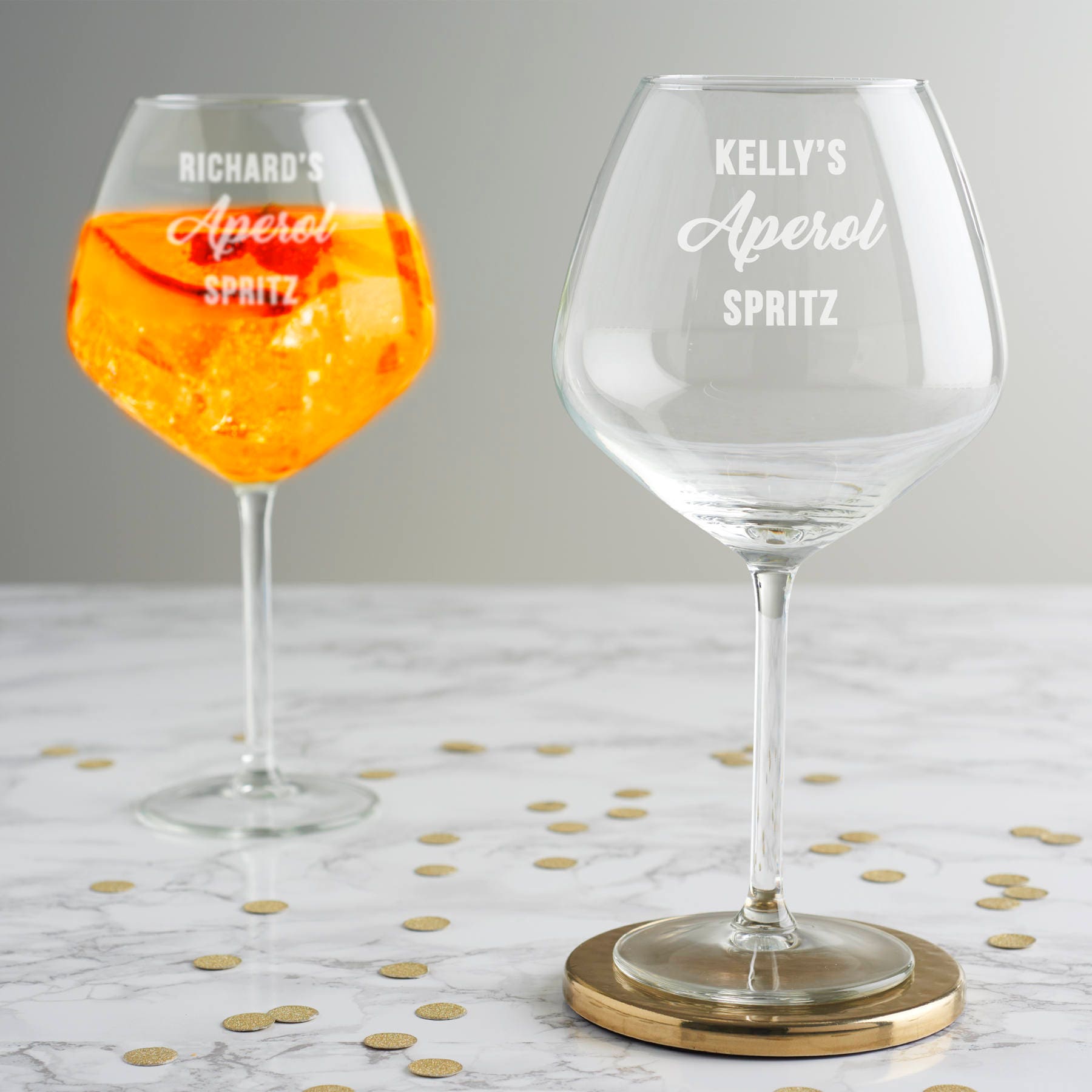 2x Aperol Spritz Large Glass Bowl Pedestal Goblet 51cl 510ml Christmas Gift  New