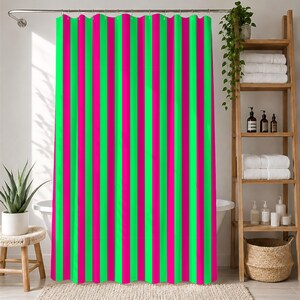 Striped Shower Curtain Bathroom Gift Bright Stripes Vertical Line Pattern Polyester Fabric Bath Decor Modern Dopamine Style Apartment