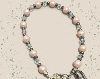 Hope Bracelet w/ Ribbon Charm | Pink Beaded Breast Cancer Awareness Bracelet