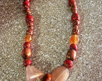 Bohemian Wooden Bead Statement Necklace | Earth Tone Jewelry | Chunky Boho Piece