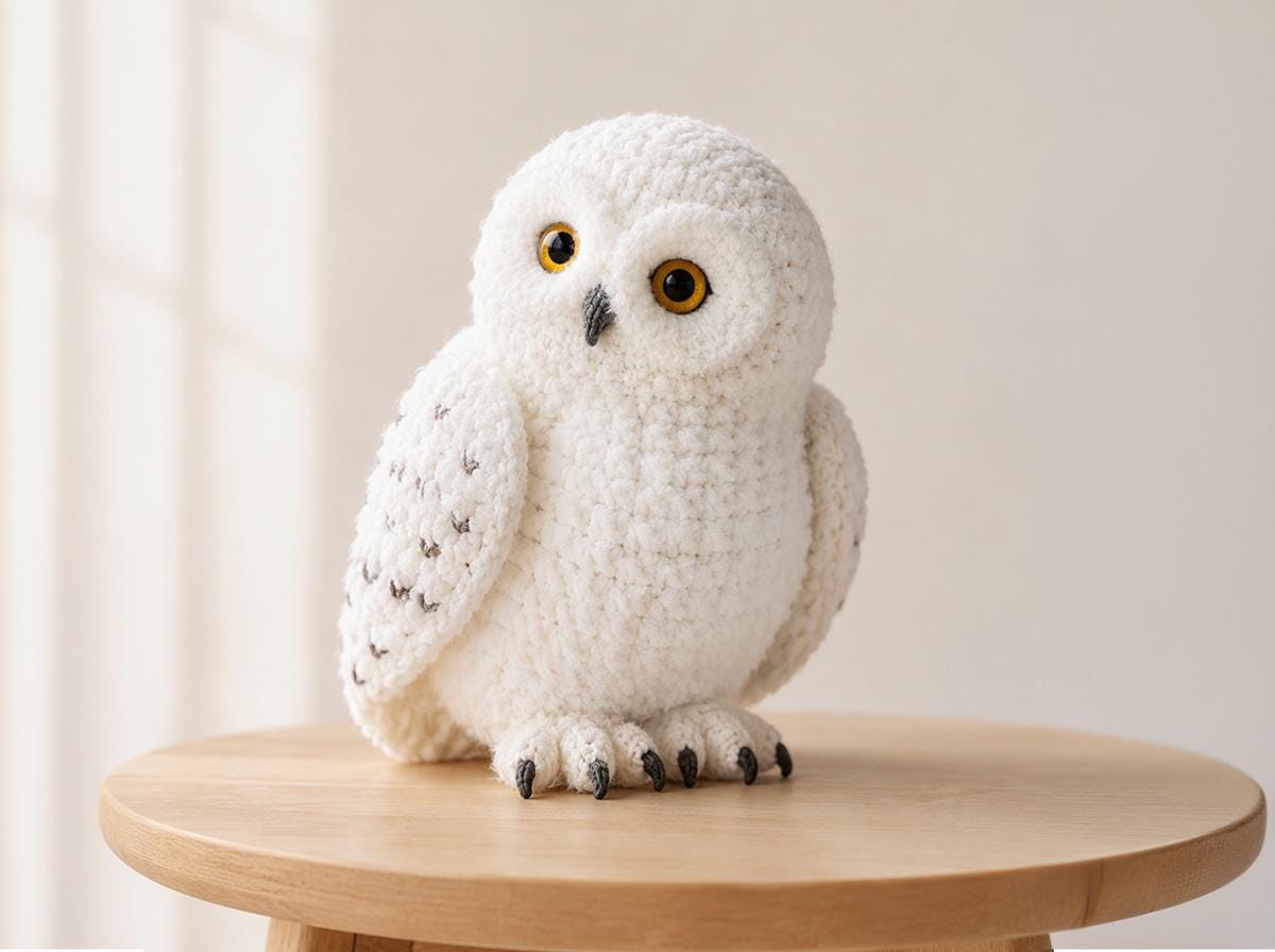 Snowy Owl Crochet Pattern PDF | Realistic Owl Amigurumi Tutorial | White Owl Plush | Winter D&eacute