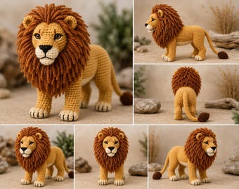 Lion Crochet Pattern PDF | Realistic King of Jungle Amigurumi | Safari Decor Plush | Leo Birthday Gift | Wildlife Tutorial