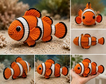 Realistic Clownfish Crochet Pattern PDF | Tropical Reef Fish Amigurumi | Ocean Nursery Decor | Aquarium Lover Gift Tutorial