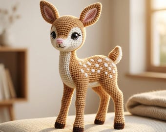 Baby Deer Crochet Pattern PDF | Realistic Fawn Amigurumi with Big Eyes | Woodland Nursery Plush | Forest Animal Tutorial