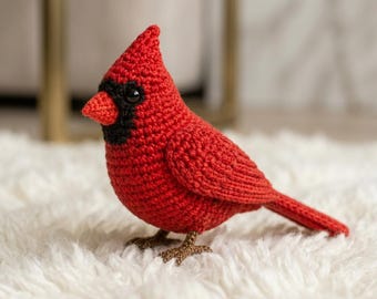 Cardinal Crochet Pattern PDF | Realistic Red Cardinal Amigurumi | Memorial Bird Plush | Christmas Decor