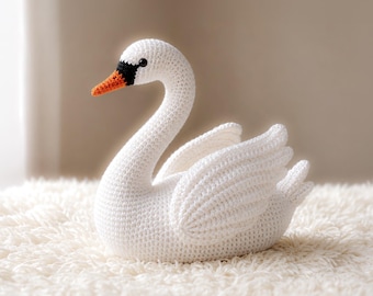 Swan Crochet Pattern PDF | Elegant White Swan Amigurumi | Crochet Bird Plush Pattern | Crochet Animal Gift
