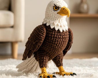 American Eagle Crochet Pattern PDF | Bald Eagle Amigurumi | Patriotic Decor Plush | Veteran Gift | July 4th Tutorial