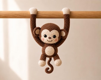 Hanging Monkey Crochet Pattern PDF | Cute Amigurumi Monkey Tutorial | Long Arm Hugging Plush | Baby Nursery Décor | Kawaii Monkey Gift