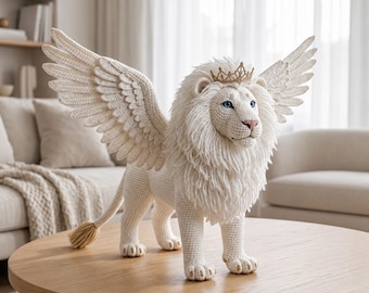 Winged White Lion Crochet Pattern PDF | Mythical Lion Amigurumi | Fantasy AnimaPlush