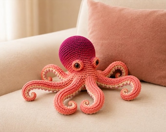 Realistic Octopus Crochet Pattern PDF | Textured Amigurumi Sea Creature Tutorial