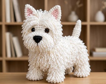 Realistic Westie Crochet Pattern PDF | Fluffy West Highland Terrier Amigurumi | Loop Stitch Premium Dog Plush | Memorial Keepsake Tutorial
