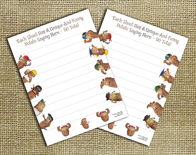 Potato Memo Pads | Funny Notepads | Original Potato Characters | 50 Sheets Per Pad | 2 Potato Memo Pads | The Perfect Potato Lover Gift