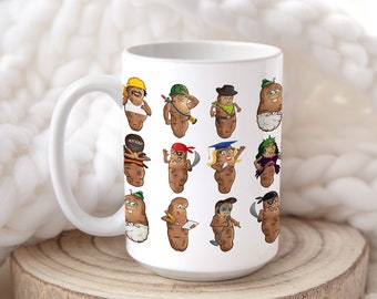 Cartoon Potato Character Coffee Mug: Whimsical Wraparound Design, 15oz