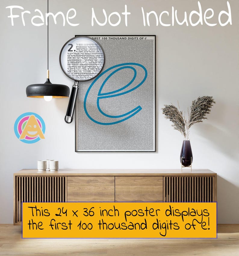 Math Art Euler's Digits of E Poster 100 Thousand Digits 24 X 36 Inch
