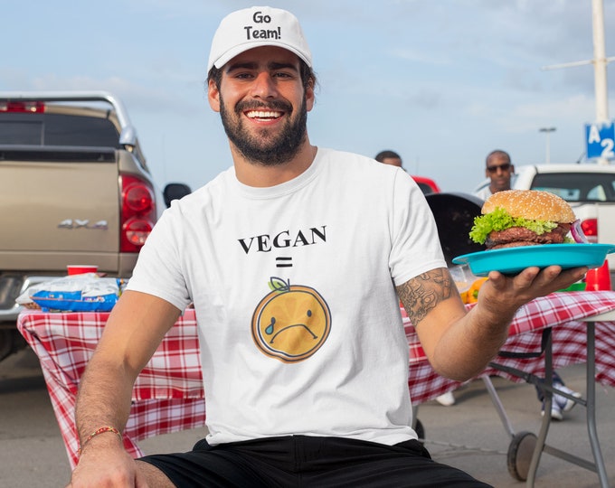 Funny Vegan Shirt | Vegan Gift | Vegan Equals Sad Face T-Shirt | Cotton | Unisex | Many Colors