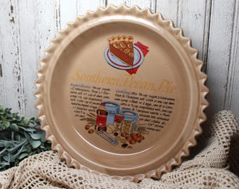 Southern Pecan Pie Vintage Rare Ceramic Recipe Pie Dish by Universal Trumps Corp.