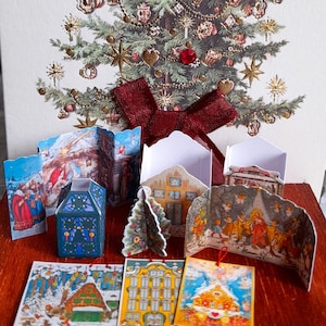 Vintage Weihnachts-Adventskalender 1:12, Miniatur-Adventskalender, Miniatur-Adventskalender, Miniatur-Adventskalender, Weihnachtskrippe, Weihnachtsengel, Tannenbaum