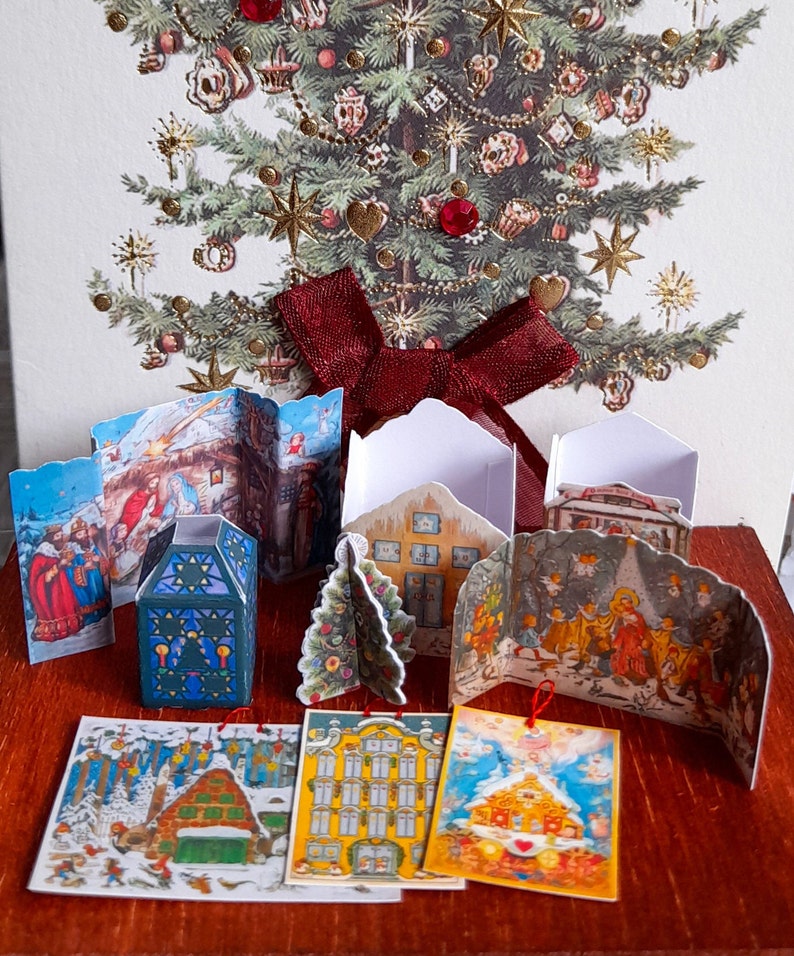 Printable Vintage Christmas Advent Calendars, Nativity, Lantern, Angel, Christmas Tree ...