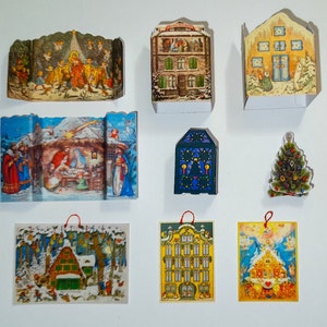 Printable Vintage Christmas Advent Calendars, Nativity, Lantern, Angel, Christmas Tree ...