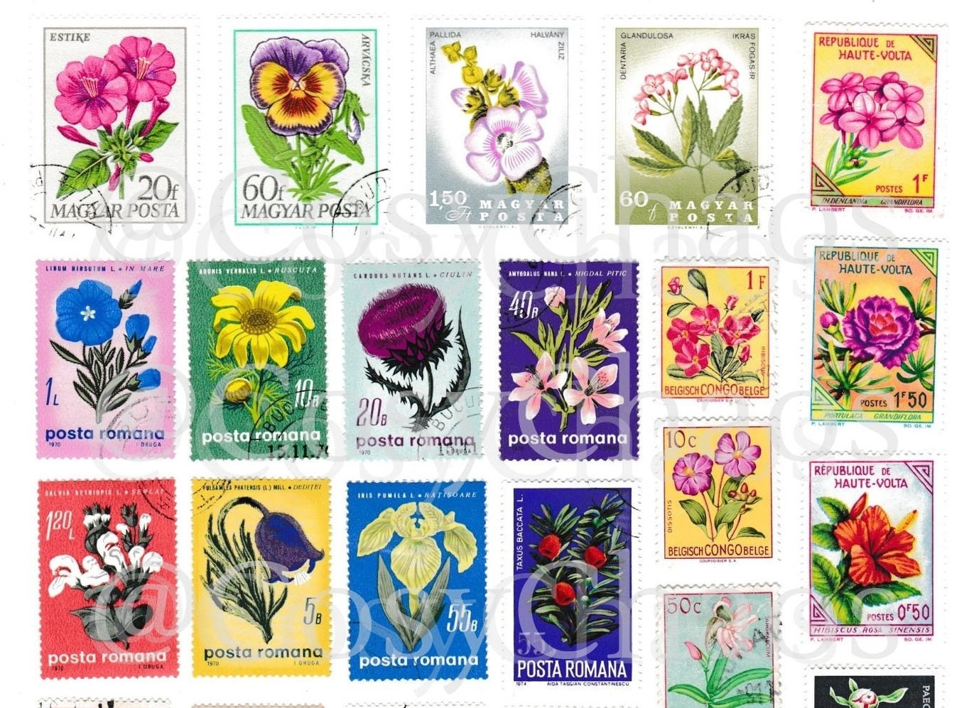 Printable Vintage Flowers Postage Stamps Instant Download - Etsy Australia