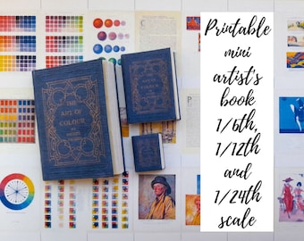 Mini Farbnachschlagewerk, Vintage Puppenhaus Maßstab Minibuch 1:12, 1: 24, ÖFFNBAR Miniaturbuch, Buch zum ausdrucken, pdf-Download