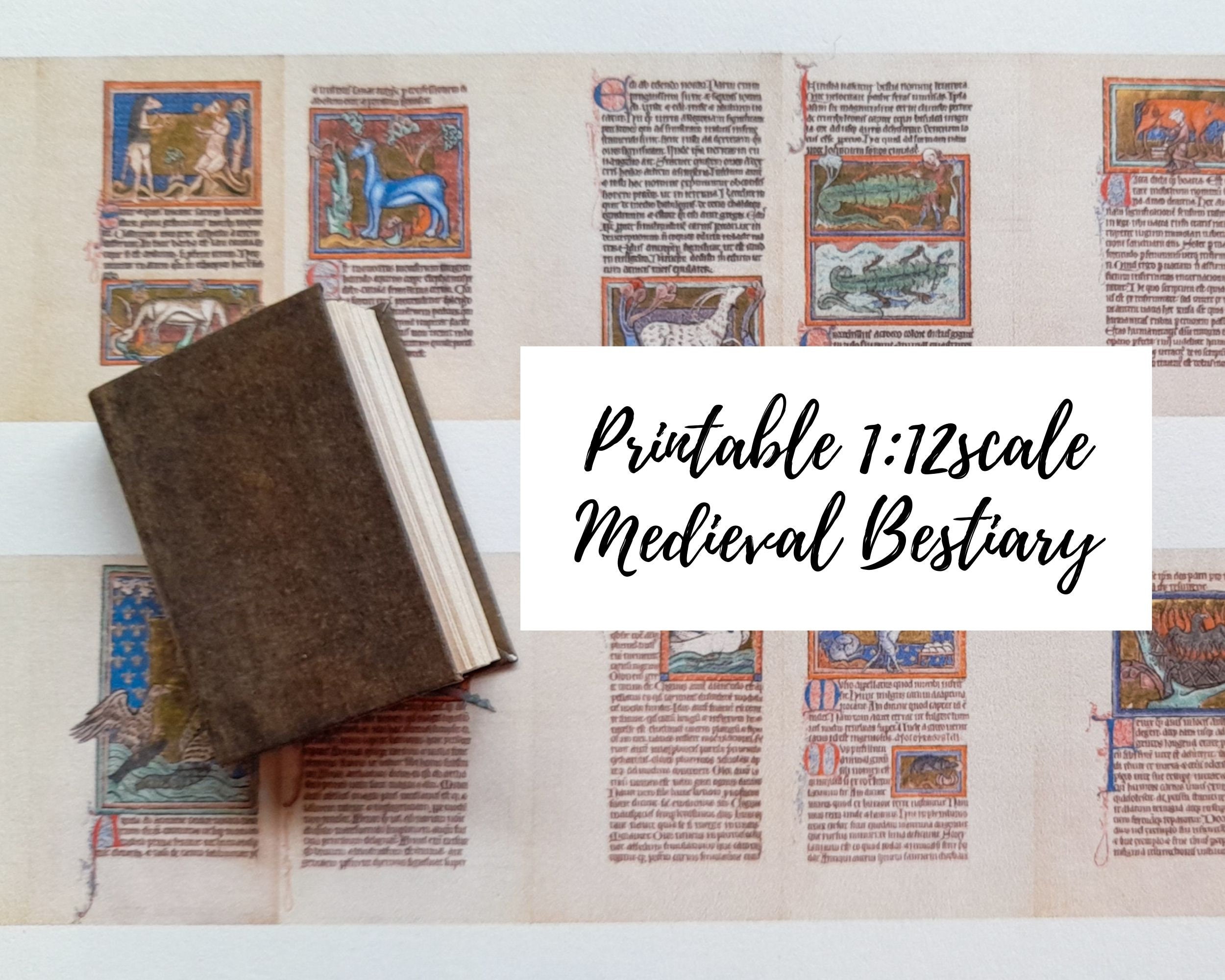 Printable Miniature Illustrated Medieval Bestiary, Dollhouse 1/12th ...