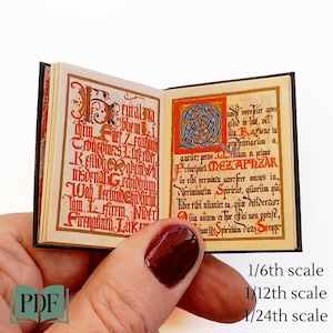 Miniature Grimoire, Puppenhaus Buch der Magie aus dem 18.Jahrhundert, Maßstab 1/6, 1/12, 1/24, druckbares pdf Halloween Hexerei Diorama, okkult