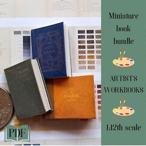 Super saver bundle of printable miniature artist&#39;s books, set of 3, 1/12th dollhouse scale, dollhouse printable OPENABLE pdf books