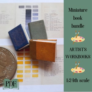 Super saver bundle of printable miniature artist&#39;s books set of 3, 1/24th dollhouse scale, dollhouse printable OPENABLE instant download pdf