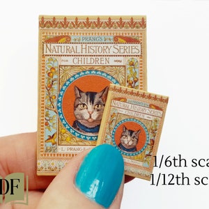 Livre de chat miniature vintage pour enfants, à ouvrir, à l'échelle de la maison de poupée, à l'échelle 1/6e, à l'échelle 1/12e, pdf imprimable pour dioramas et coins livres