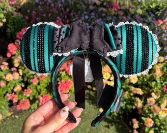 Disney Parks Haunted Mansion-hoofdband met Mickey Mouse-oorbellen en strassteentjes