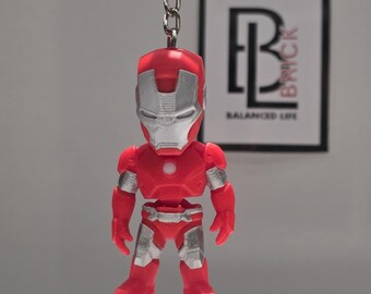 Articulated Ironman Minifigure (red and silver suit) Collectible Keychain