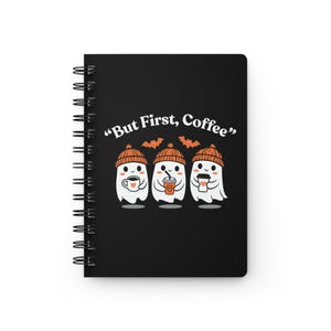 Pero primero, el trío de fantasmas de la revista Spiral Journal / Tema de café de Halloween