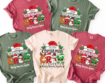Custom Name Christmas Crew Shirt, Personalized Matching Family Christmas Tees, Making Memories Together Holiday Group Shirt, Xmas Gift