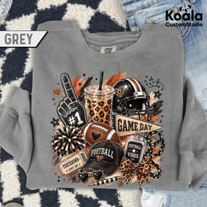 Football Game Day Vibes Shirt, Football Season Leopard Tee, Sunday Football Mom Shirt, Touchdown Game Day Gift for Football Lover Sweatshirt image 2