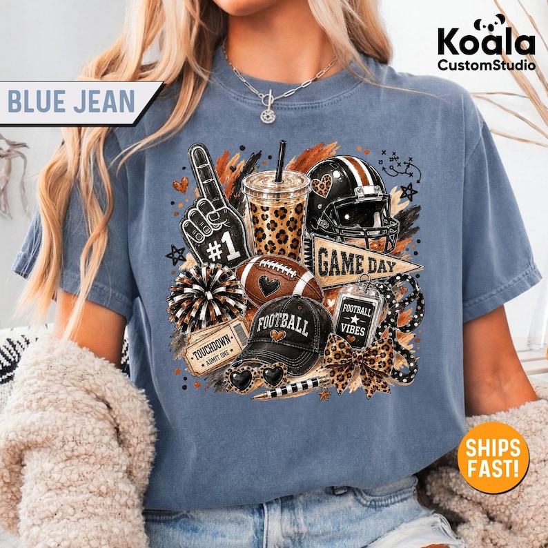 Football Game Day Vibes Shirt, Football Season Leopard Tee, Sunday Football Mom Shirt, Touchdown Game Day Gift for Football Lover Sweatshirt image 5